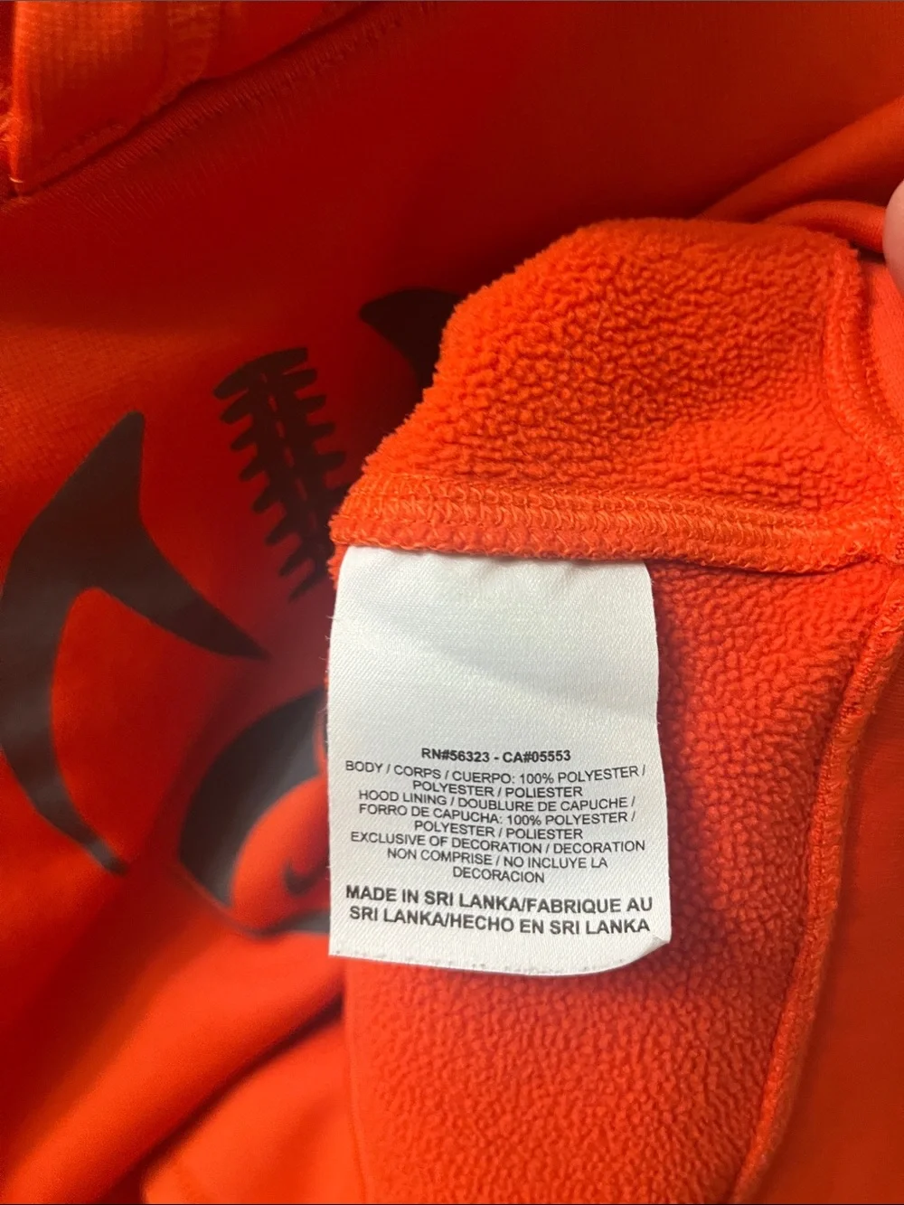 Nike Kids Bright Orange Hoodie with Dark Gray Football Logo